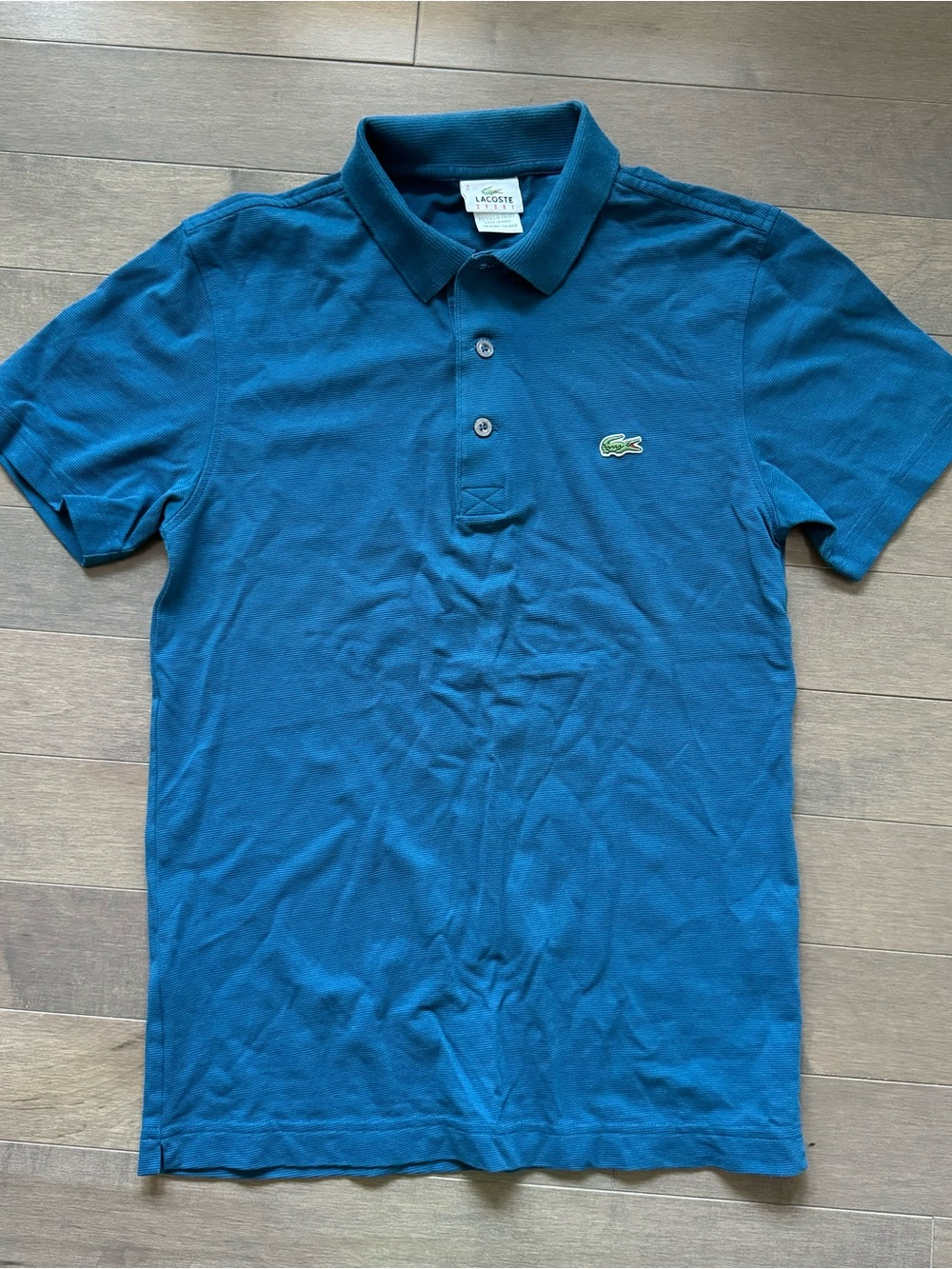 Lacoste Men's Teal Blue Short-Sleeve Polo with Crocodile Logo